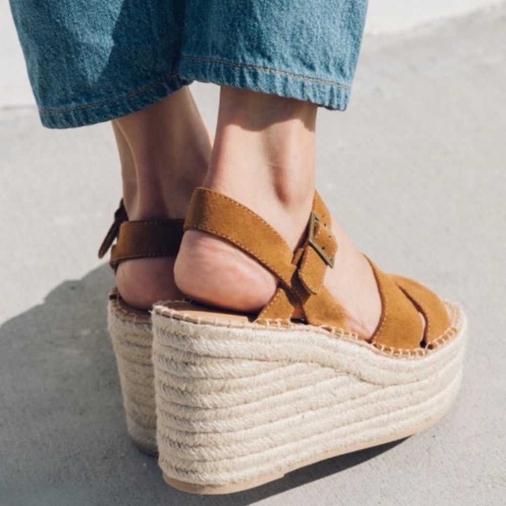 SOLUDOS • Walnut Como Platform Wedge Sandals Includes Box - Picture 9 of 12